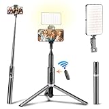 120 LED Selfie Light, Phone Light, PEYOU 6 in 1 Selfie Stick Tripod with 3 Light Modes Fill Light Clip, Selfie Stick with Bluetooth Remote, Perfect for Selfies, Makeup, TikTok, Live Streaming