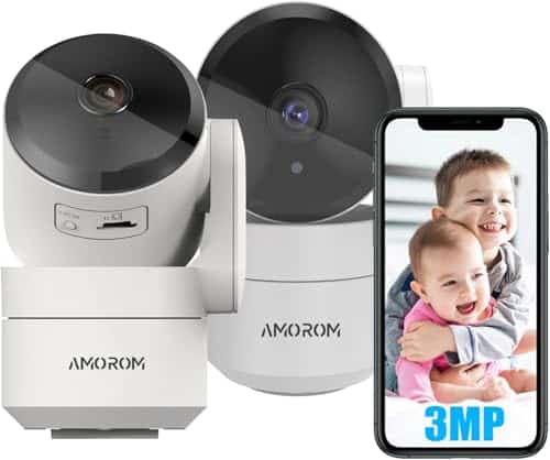 2K Indoor Camera for Home Security 360° WiFi Pet Cameras with Pan/Tilt, AI Motion Detection, 2-Way Audio, Night Vision, Compatible with Alexa/Google Assistant, 2.4GHz WiFi