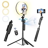 70.9" Auto Face Tracking Tripod 360° Rotation with 10" Ring Light, Phone Tripod & Selfie Stick with Remote for Cell Phone 4"-7", Motion Sensor Phone Tripod for Tiktok Live Stream Vlog Video Recording
