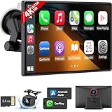 9" Wireless Apple CarPlay Android Auto Screen - 4K Dash Cam, GPS Navigation, HD Touchscreen, AirPlay, 1080P Backup Camera, Car Stereo - by Jataza