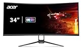 acer Nitro 34" UWQHD 3440 x 1440 1000R Curved PC Gaming Monitor | AMD FreeSync Premium | Up to 180Hz Refresh | Up to 0.5ms | AdobeRGB 90%| Delta E&lt;2 | 1 x DP 1.2 &amp; 2 x HDMI 2.0| EDA343CUR V3bmiippx