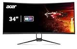 acer Nitro 34" UWQHD 3440 x 1440 1000R Curved PC Gaming Monitor | AMD FreeSync Premium | Up to 180Hz Refresh | Up to 0.5ms | AdobeRGB 90%| Delta E<2 | 1 x DP 1.2 & 2 x HDMI 2.0| EDA343CUR V3bmiippx