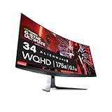 Alienware AW3423DW Curved Gaming Monitor 34.18 inch Quantom Dot-OLED 1800R Display, 3440x1440 Pixels at 175Hz, True 0.1ms Gray-to-Gray, 1M:1 Contrast Ratio, 1.07 Billions Colors - Lunar Light