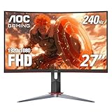 AOC C27G2Z 27" Curved Frameless Ultra-Fast Gaming Monitor, FHD 1080p, 0.5ms 240Hz, FreeSync, 2x HDMI 2.0, 1x Display Port, Height Adjustable, Xbox PS5 Switch Ready, 3-Year Zero-Bright-Dot