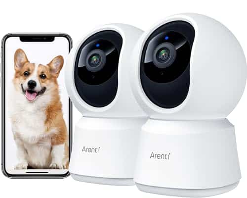ARENTI 5G Security Camera Indoor, 4MP Pet Camera with Speaker for Dog/Cat, Baby Monitor with Phone App, Dual-Band WiFi, Auto Tracking, Super Night Vision, 2-Way Talk, Cloud & SD Card Storage(2PC)