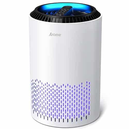 AROEVE Air Purifiers for Home, Air Purifier Air Cleaner For Smoke Pollen Dander Hair Smell Portable Air Purifier with Sleep Mode Speed Control For Bedroom Office Living Room, MK01- White