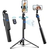 Auto Face Tracking Tripod 360 Rotation with Stand,Android and iPhone Tripod Holder with Remote and Gesture Control, No App,Built-in Tracking Camera Selfie Stick Tripod for Vlog Video Recording Tiktok