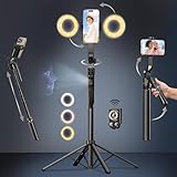 Auto Face Tracking Tripod for iPhone,360° Rotation 4In1 Phone Tripod with Fill Light,70" Extendable Smart Shooting Camera Mount with Selfie Light and Remote for Gesture Control,No Need Application