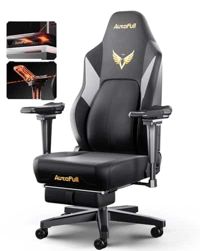AutoFull M6 Gaming Chair, Ergonomic Office Chair with Ventilated Heating, AUTO Dynamic Tracking Lumbar Support, 6D Adjustable Armrests and Footrest (Black)