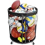Ball Storage Bin, Sports Ball Storage Cart, 52.3 U.S. GALS Ball Holder with Wheels for Basketball, Soccer, Garage, School, Indoor, Outdoor Ball Basketball Storage Rack (Upgraged)
