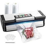 Beelicious Pro 90Kpa Powerful Vacuum Sealer, with 10-in-1 Functions,Double Seal & Double Pump,Built-in Cutter&Hose,Handle-Ease Design, Vacuum Sealer Machine for Food with Bags Storage, Stainless Steel