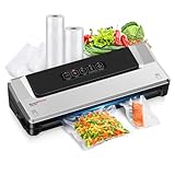 Bonsenkitchen Vacuum Sealer Machine, Fast-Compact Food Sealer, Multi-Functional Food Vacuum Sealer with 20 Vacuum Bags & 2 Roll Bags & Accessory Hose, High-Speed Continuous Working, Silver