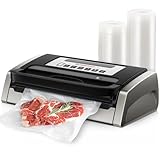 Bonsenkitchen Vacuum Sealer Machine, Globefish Technology for Perfect Vacuum Sealing, Powerful Low-Noise Food Vacuum Sealer with Easy Handle Design, Built-in Cutter and Bag Storage, 2 Bag Rolls