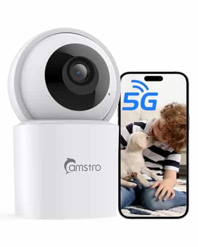 CAMSTRO 3K Security Camera Indoor,360° WiFi Camera for Home Security,Pan/Tilt,2.4/5 GHz Pet/dog/baby Camera with phone app,Night Vision, 2-Way Audio, 24/7,SD/Cloud Storage,Works with Alexa&Google Home