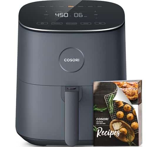 COSORI Air Fryer 9-in-1, Compact 5-Qt, Perect for Meat Enthusiasts with 450°F Max Heat Function , 130+ In-App Recipes, Little to No Oil, Easy Clean Glass Touch Panel & Nonstick Basket, Gray