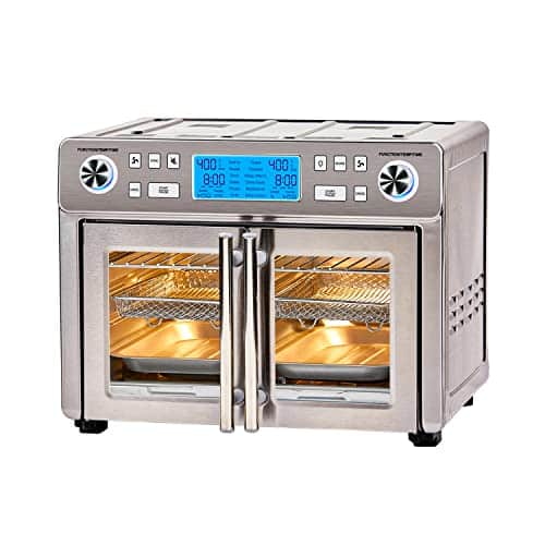 Emeril Lagasse Dual Zone 360 Air Fryer Oven Combo with French Door, 25 QT Extra Large Cook Two Foods in Different Ways, Up to 60% Faster from Frozen to Finish