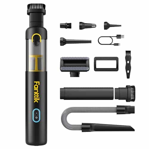 Fanttik Slim V8 Apex Car Vacuum, 19000PA Suction Power, 4 in 1 Portable Mini Vacuum, 2.5H Type-C Charge, Up to 40 Mins Runtime, Handheld Vacuum for Car, Home, Keyboard Cleaning, Black