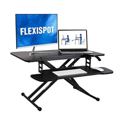 FLEXISPOT 31 inch Standing Desk Converter Height Adjustable Stand Up Desk Riser, Black Home Office Desk Laptop Workstation with Removable Keyboard Tray