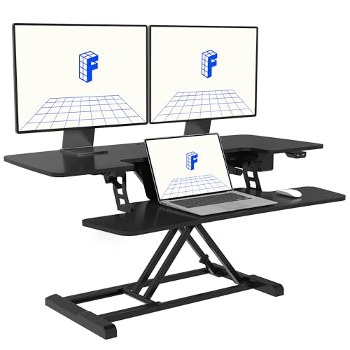 FLEXISPOT 40" Electric Height Adjustable Standing Desk Converter Motorized Stand-up Desk Riser with Quick Release Keyboard Tray, for Home and Office