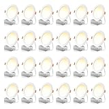 FREELICHT 24 Pack 6 Inch 5CCT Ultra-Thin LED Recessed Ceiling Light with Junction Box, 2700K/3000K/3500K/4000K/5000K Selectable, 1050LM Brightness, Dimmable Canless Wafer Downlight, 12WEqv110W-ETL&FCC