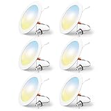 FREELICHT 6 Pack Retrofit LED Recessed Lighting 6 Inch, Selectable 2700K/3000K/4000K/5000K/6000K, Dimmable Flat LED Can Lights, 10W=110W, 1000LM, IC & Damp Rated, ETL & FCC Certified