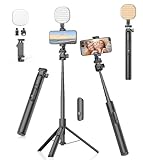 Gahenwo Vlogging Kit, 61" Phone Tripod with Light, All-in-1 Selfie Stick with Selfie Light & Wireless Remote, Portable Phone Tripod Stand Compatible with iPhone/Android/Action Camera