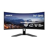 GIGABYTE G34WQC A 34" 144Hz Ultra-Wide Curved Gaming Monitor, 3440 x 1440 VA 1500R , 1ms (MPRT) Response Time, 90% DCI-P3, VESA Display HDR400, FreeSync Premium, BLACK (G34WQC A-SA)