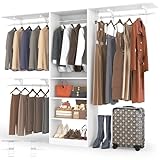 Girapow 96 inch Closet System with Storage Shelves, 8FT Closet Organizer System with 3 Hanging Rods & Shelves Adjustable, Wall-mounted Closet Organizers Storage System for Walk-in Closet, White