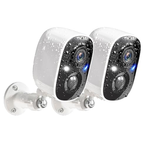 GMK Security Cameras Wireless Outdoor, 1080P Color Night Vision AI Motion Detection 2-Way Talk Battery Powered WiFi Home Indoor Camera IP65 Weatherproof Spotlight Siren Alarm Cloud/SD Storage 2-Pack