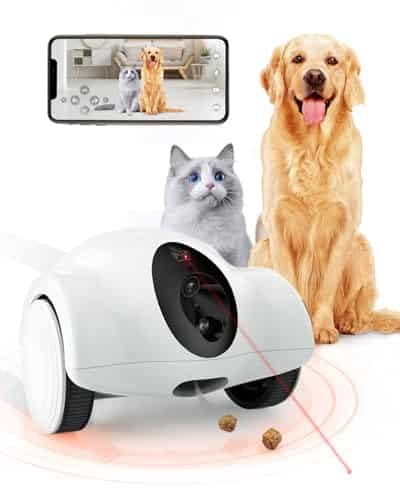 GULIGULI Pet Camera with Phone App - 360° View 2.4G WiFi Two-Way Audio Dog Camera with Treat Dispenser Pet Camera Indoor for Cats 1080P HD Pet Robot Camera with Night Vision, No Suscription Fee