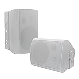 Herdio 6.5 Inch 400W Outdoor Speakers Wired Waterproof Passive with Powerful Bass,Wall Mount Speakers for Patio Garage Covered Deck,All-Weather Durability(Pair,White)