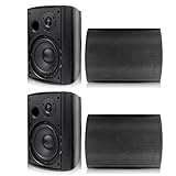Herdio 6.5 inch 800W Outdoor Bluetooth Speakers Waterproof Wall Mounted Sound System with Multifunctional Amplifier, Powerful Bass & Stereo Sound, Easy to Install, for Patio Deck Porch (2 Pairs Black)