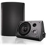 Herdio 6.5 Inches Indoor Outdoor Bluetooth Speakers Waterproof with Powerful Bass,Wall Mount Speakers Wired Weather Resistant for Patio Home Deck Porch Backyard 400 Watts(Black)