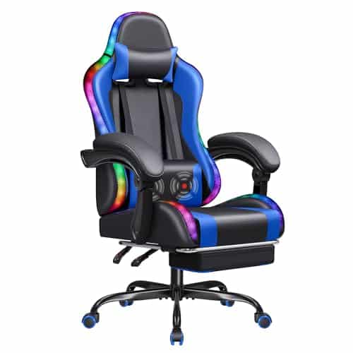 Homall Gaming Chair, Video Game Chair with Footrest and Massage Lumbar Support, Ergonomic Computer Chair Height Adjustable with Swivel Seat and Headrest (RGB Blue)