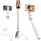 Kaiess 62" Tripod for iPhone, Selfie Stick Tripod & Phone Tripod Stand with Remote, Cell Phone Tripod for iPhone, Extendable Travel Tripod, Compatible with iPhone 15/14/13 Pro Max/Android (White)