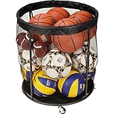 Kingarage Ball Storage Cart, Ball Storage Bin for Balls, 48 Gals Mesh Ball Holder, Basketball Rack with Wheels, Outdoor, Indoor