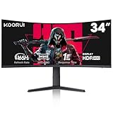 KOORUI 34-inch Ultrawide Curved WQHD 3440×1440 Gaming Monitor, 165Hz 144Hz Curved 1000R- PIP/PBP, 1ms(MPRT) with DisplayHDR 400, DCI-P3 90% Color Gamut, FreeSync Premium, HDMI/DisplayPort, 34E6UC