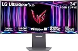 LG 34GS95QE 34-inch Ultragear OLED Curved Gaming Monitor WQHD 800R 240Hz 0.03ms DisplayHDR True Black 400 AMD FreeSync Premium Pro NVIDIA G-Sync HDMI 2.1 DisplayPort Tilt/Height/Swivel Stand Black