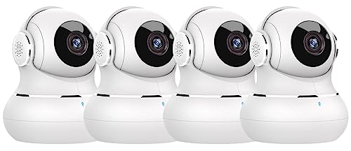 litokam Indoor Security Cameras 4 Pack, 2K Baby Monitor Camera with Night Vision, 360° Smart Pet Nanny Camera with Motion Detection, 2-Way Audio, WiFi Home Camera Compatible with Alexa