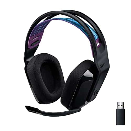 Logitech G535 Lightspeed Wireless Gaming Headset - Lightweight on-ear headphones, flip to mute mic, stereo, compatible with PC, PS4, PS5, USB rechargeable - Black