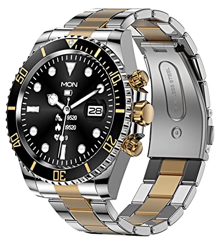 Loluka Smart Watch Bluetooth Call Sports Modes Message Reminder Smartwatch for Android Phones iOS Stainless Steel Business Watch Men