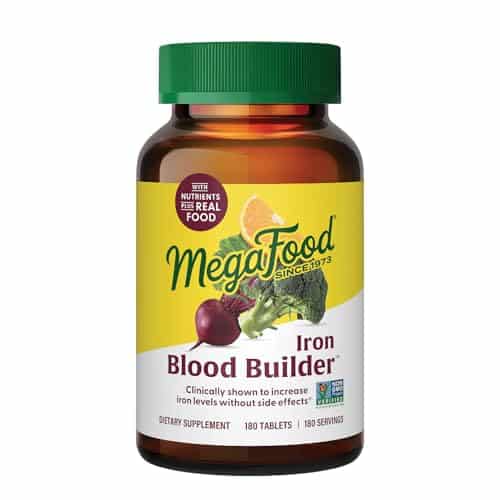 MegaFood Blood Builder - Iron Supplement Clinically Shown to Increase Iron Levels without Side Effects - Iron Supplement for Women with Vitamin C, Vitamin B12 and Folic Acid - Vegan - 180 Tabs