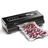 Mesliese Vacuum Sealer Machine 90Kpa 6-in-1 Compact Food Vacuum Sealing Preservation System with Cutter | 2 Bag Rolls | 5 Pre-cut Bags | Dry&Moist Modes | ETL Listed (Dark Gray)