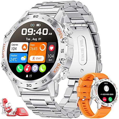 Military Smart Watch for Men(Answer/Dial Calls),100 Sports Modes,5ATM Waterproof Fitness Watch with Heart Rate/SpO2/Blood Pressure for Android and iOS,400mAh Battery 1.39''HD Smart Watch