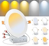 Miootly Recessed Lighting 6Pack 6 Inch 12W Ultra-Thin, Modern LED Ceiling Light Fixture with Metal Junction Box, 2700K/3000K/3500K/4000K/5000K Selectable, 1050LM, Dimmable