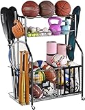 Mythinglogic Garage Sports Equipment Organizer, Ball Storage Garage Large Capacity, Sports Organizer for Garage with Hooks and Baskets, Ball Organizer for Garage for Football, Soccer Ball, Bat, Toys