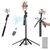 NEMOVA 68'' Auto Face Tracking Tripod for iPhone, 360° Rotation Phone Tripod with Wireless Remote and Phone Holder, Selfie Stick Tripod for Android Phone, Applied to YouTube, Tiktok, Facetime
