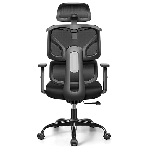 Office Chair Ergonomic Desk Chair, High Back Gaming Chair, Big and Tall Reclining Chair Breathable Mesh Comfy Home Office Desk Chair Lumbar Support Computer Chair Adjustable Arms, 3D Headrest (Black)