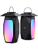 Onforu Outdoor Bluetooth Speakers Waterproof, True Wireless Stereo Lantern Speaker with RGB LED Lights, 2 Pack 50W Led Flame Speaker, Dual Pairing, 20H Playtime, Enhanced Bass for Patio Garden Decor