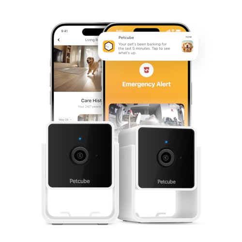 Petcube Cam The Pack of 2 | Indoor Wi-Fi Pet Security Camera with Phone App, 2-Way Audio and Video, Night Vision, 1080p HD Video and Smart Alerts